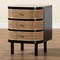 Baxton Studio Nabila Modern Bohemian Black Bayur Wood and Natural Rattan 3-Drawer End Table Nightstand 227-12895-ZORO - alternate 6
